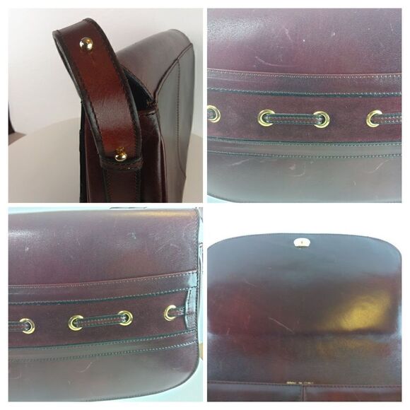 Vintage made in Italy leather burgundy shoulder bag with adjustable straps - Picture 12 of 12